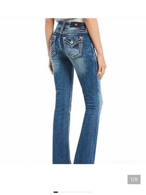 Miss Me flap pocket bling boot cut jeans EUC 27